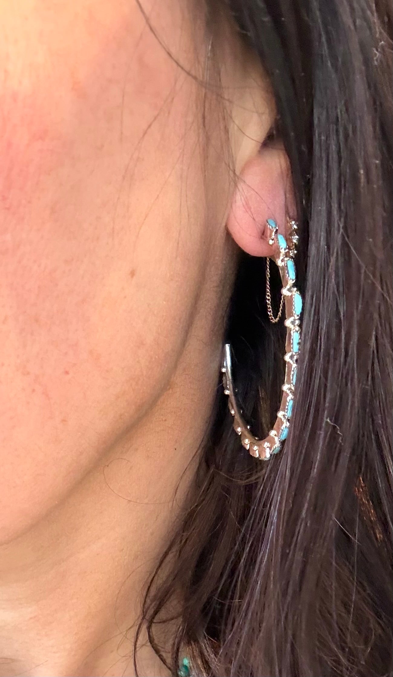 Turquoise  Hoops large needlepoint