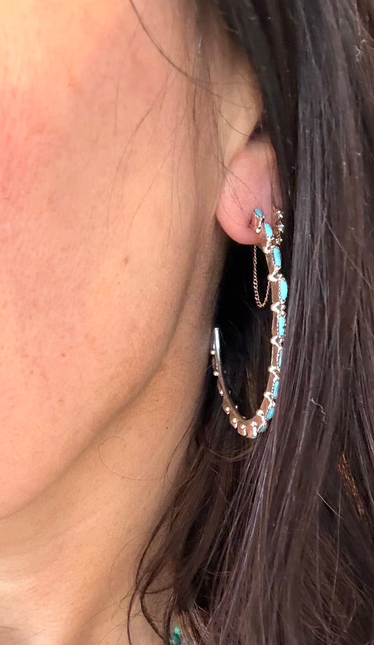 Turquoise  Hoops large needlepoint