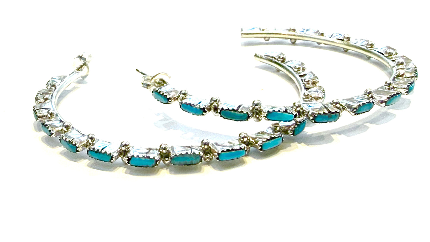 Turquoise  Hoops large needlepoint