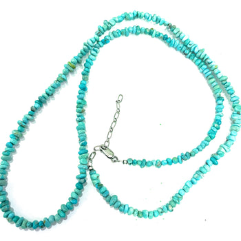 Long 30 inch fox mountain turquoise necklace
