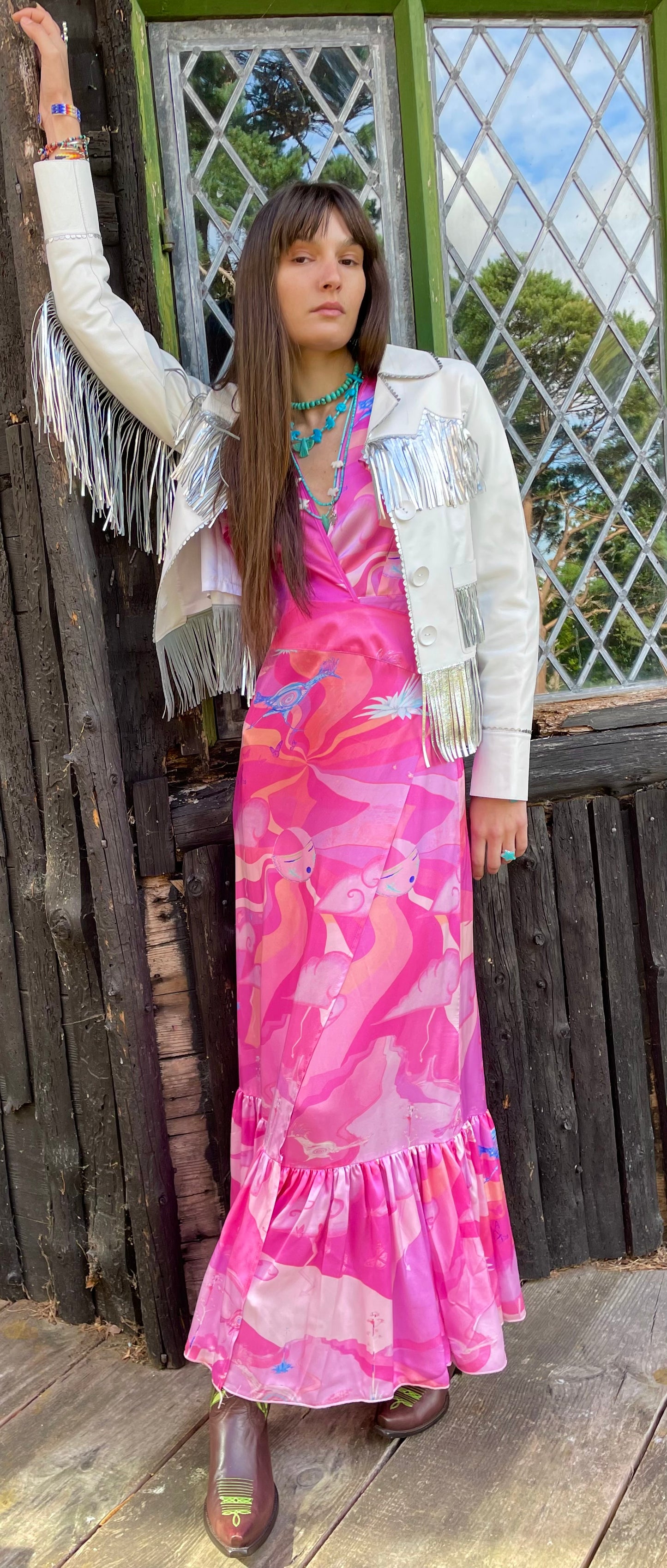 Jessie Western dress pink roadrunner