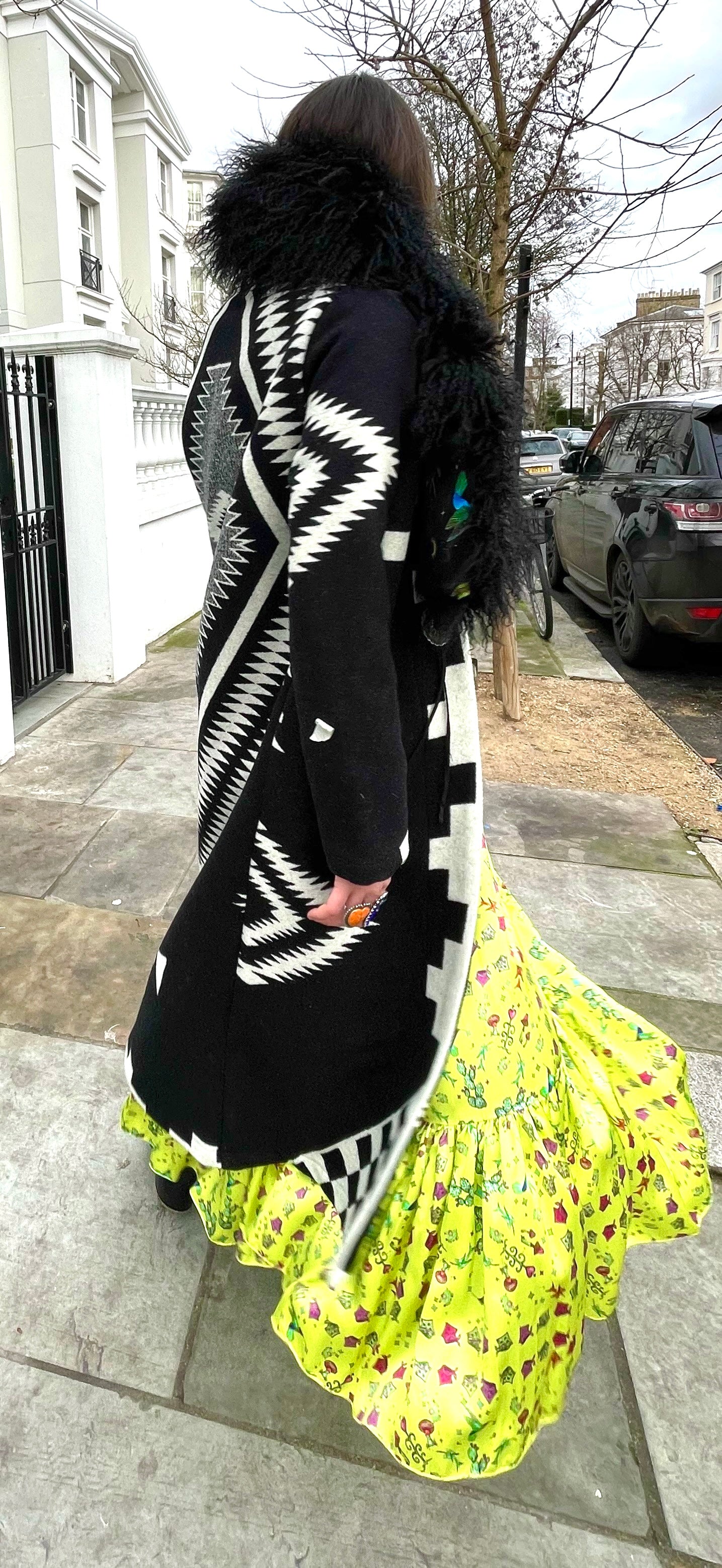 Black and white long coat Jessie Western brand