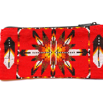 hand beaded morning star zip pouch