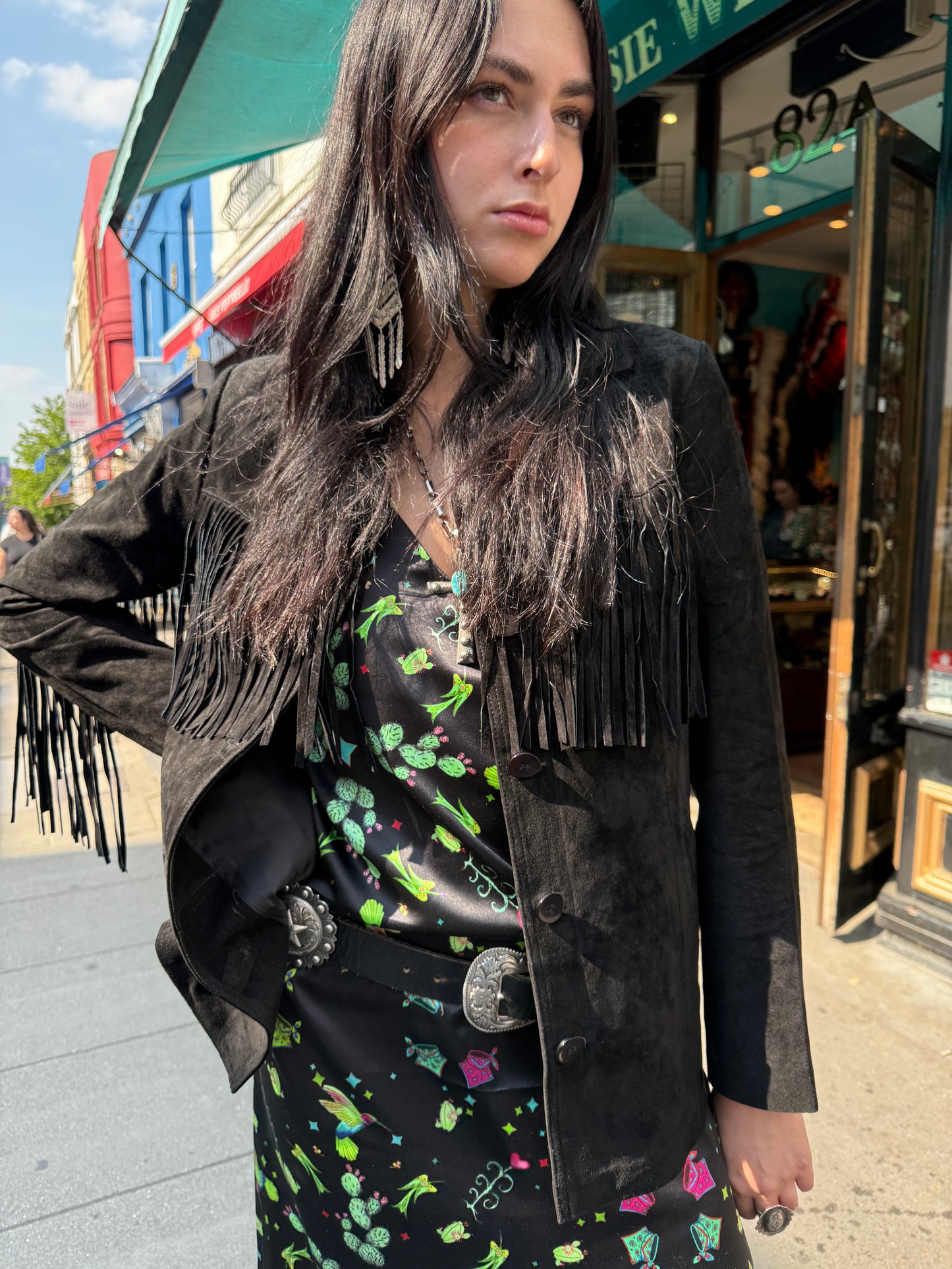 Black fringed jacket