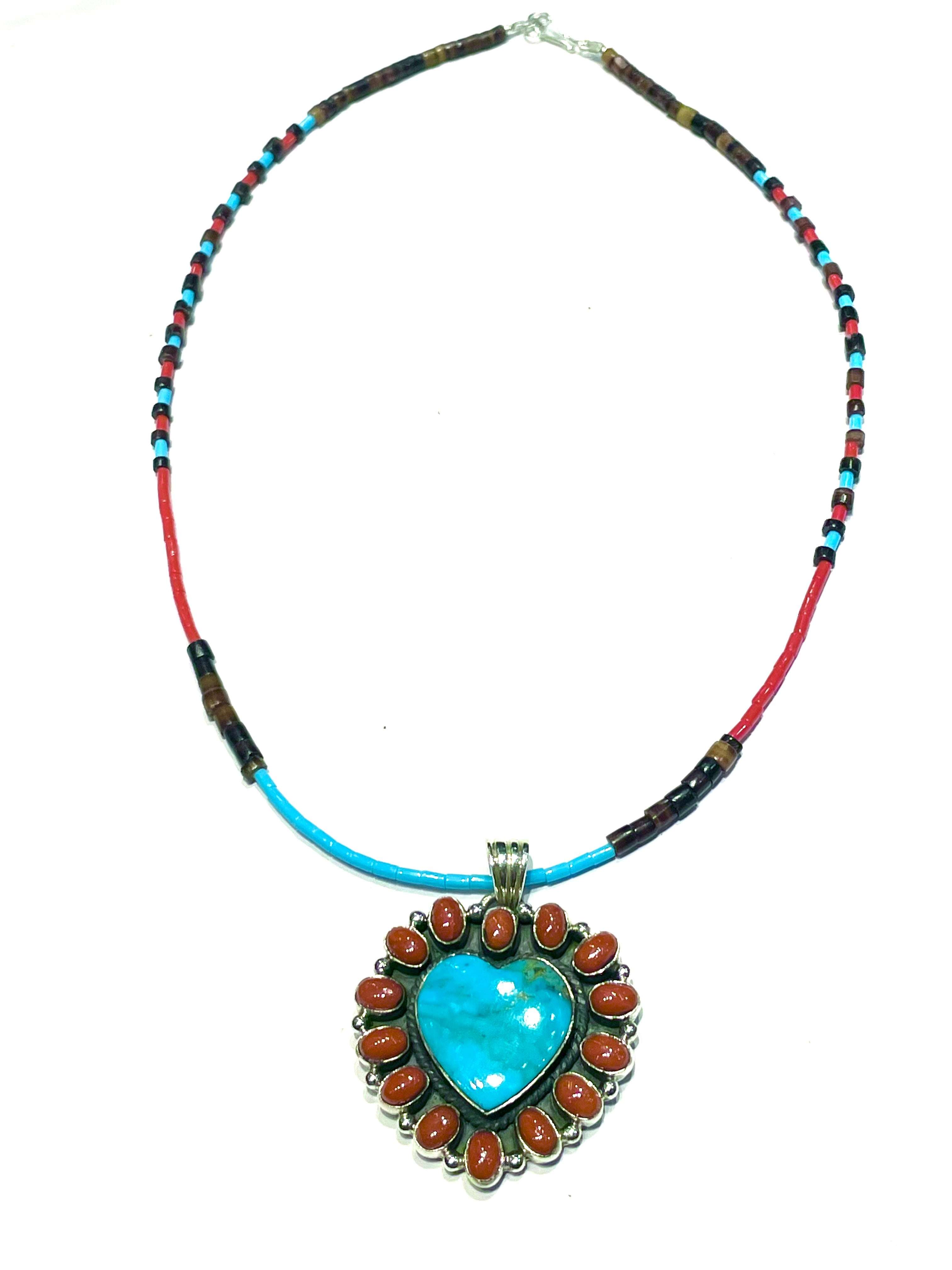 Heart turquoise pendent and necklace 18 inch
