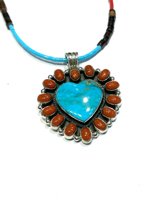 Heart turquoise pendent and necklace 18 inch