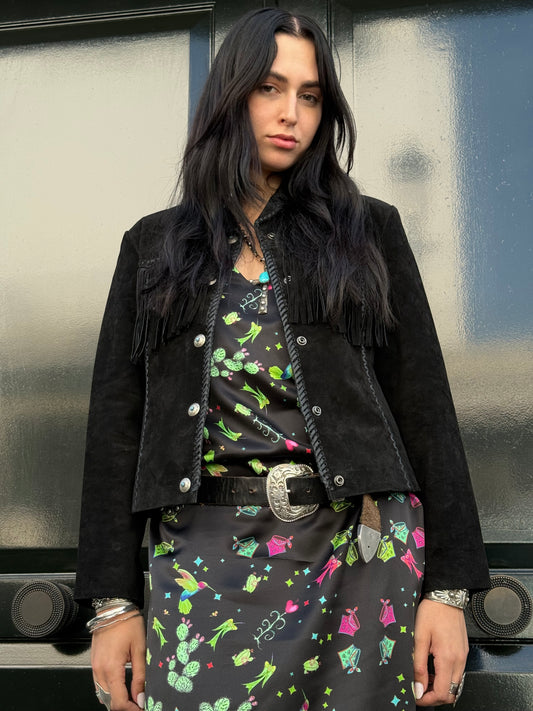 Black concho fringed jacket