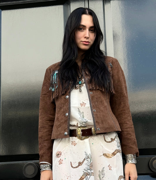 Brown Suede Fringed Jacket