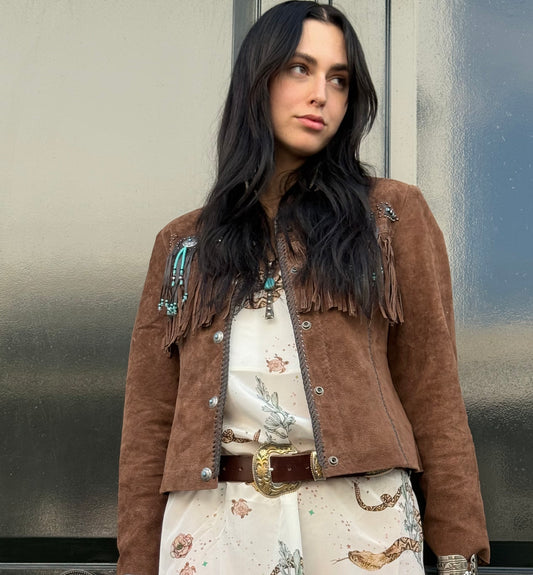 Brown Suede Fringed Jacket