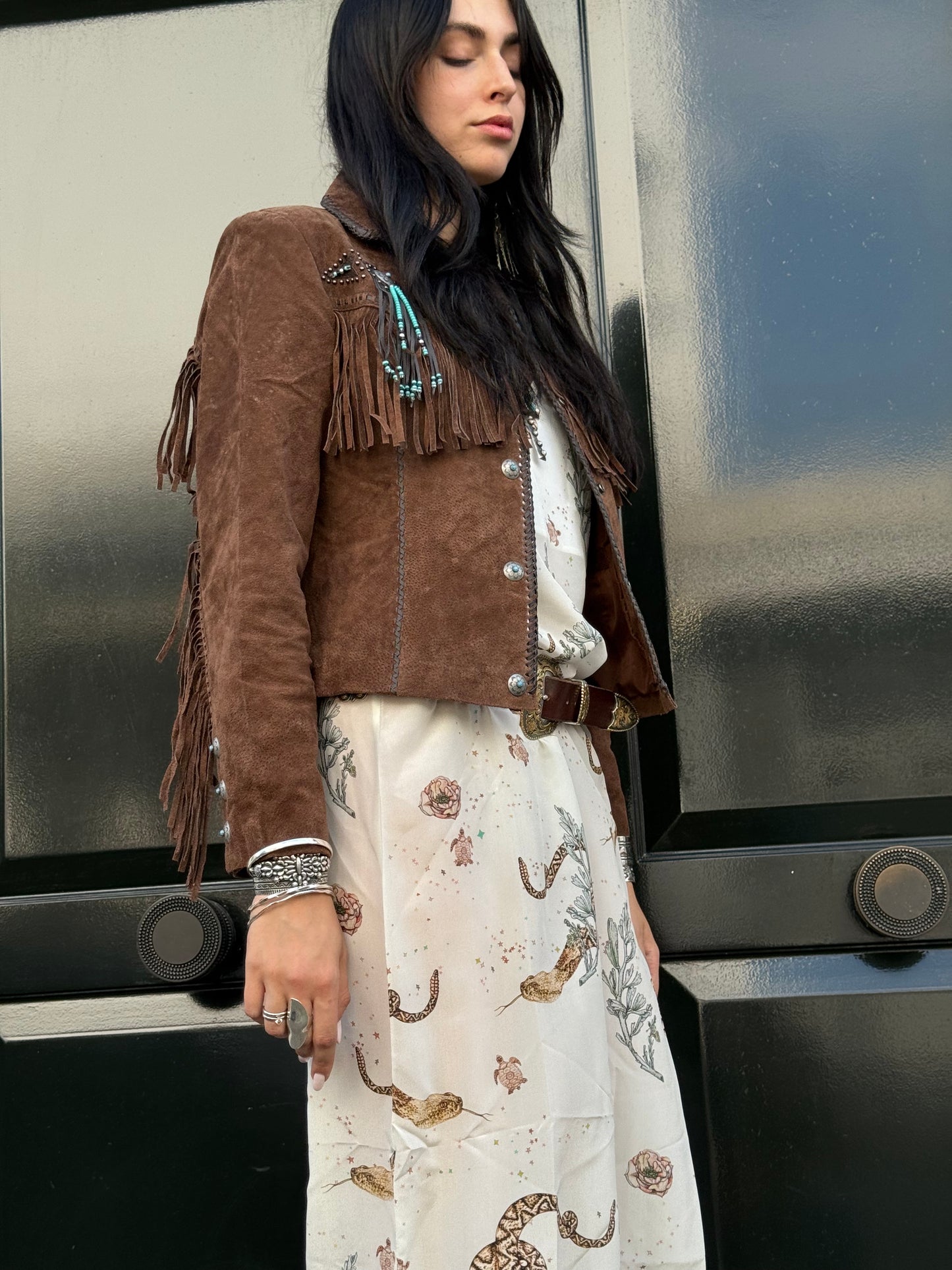 Brown Suede Fringed Jacket
