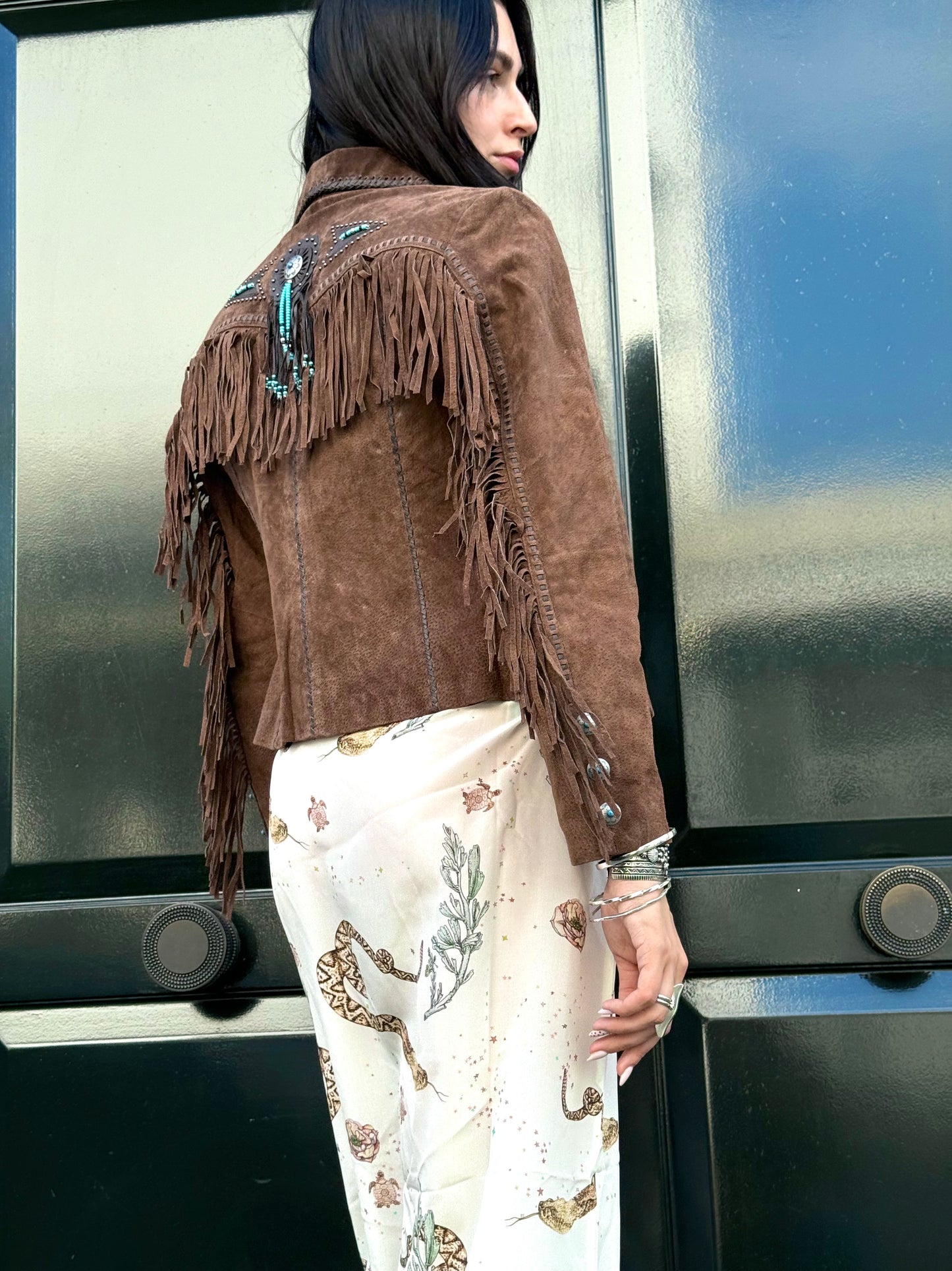 Brown Suede Fringed Jacket
