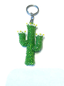 Beaded Keyring Cactus with Flowers