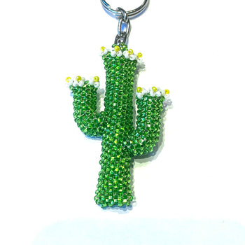 Beaded Keyring Cactus with Flowers