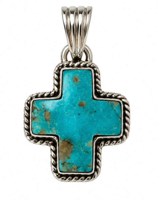 Turquoise pendent cross / four directions