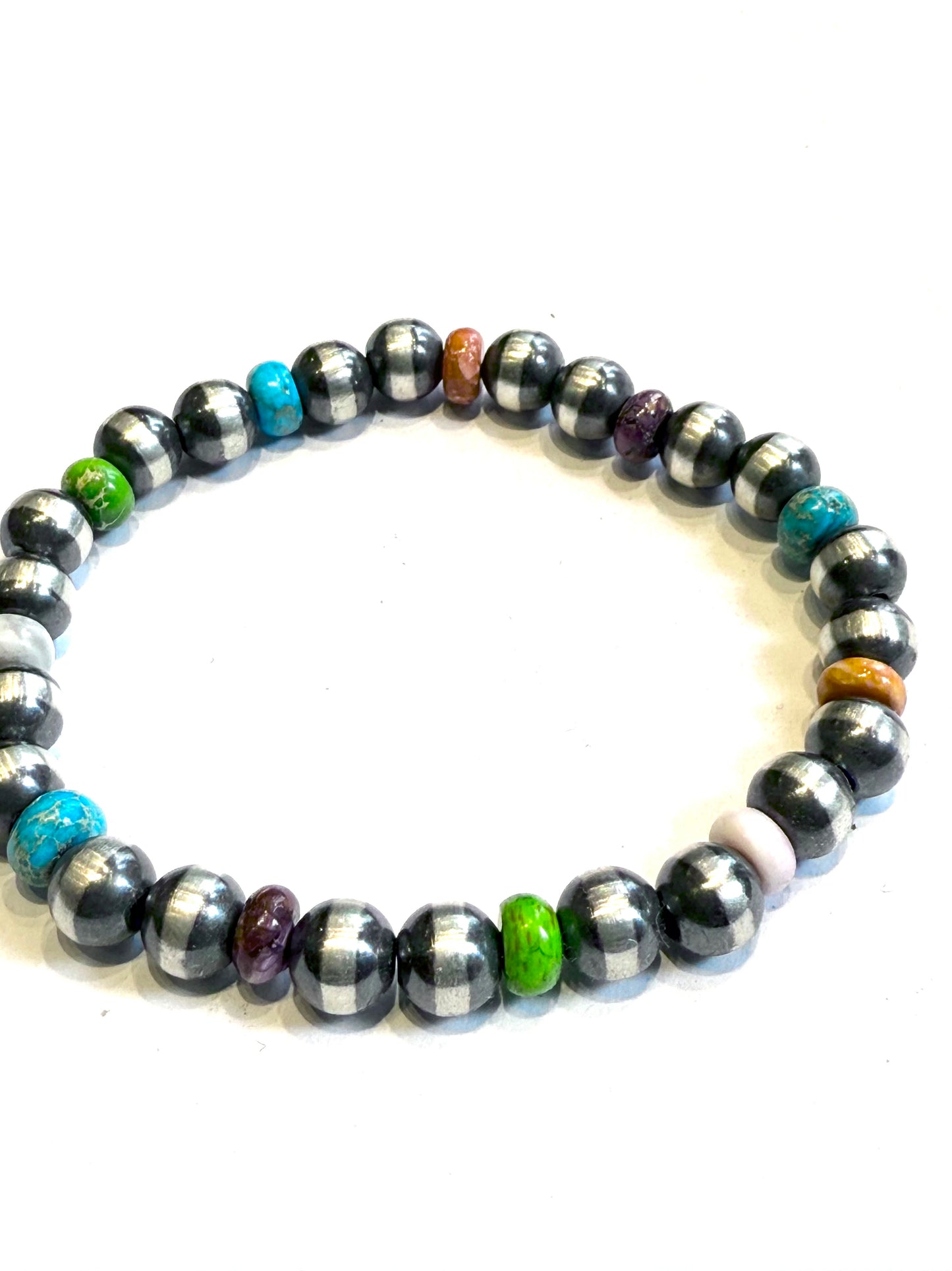 New Navajo silver bracelet with stones