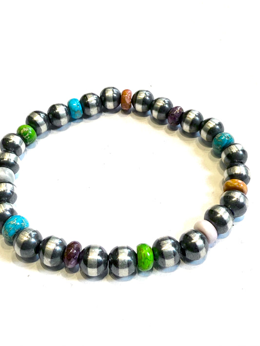 New Navajo silver bracelet with stones