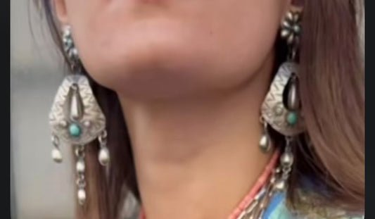 Earrings long silver Navajo