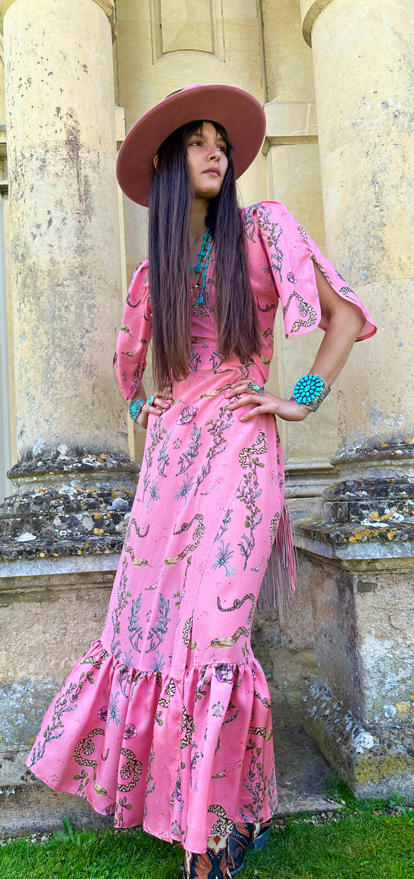 Pink snake / sage dress  dress