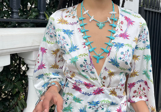 Hummingbird turquoise power animal necklace