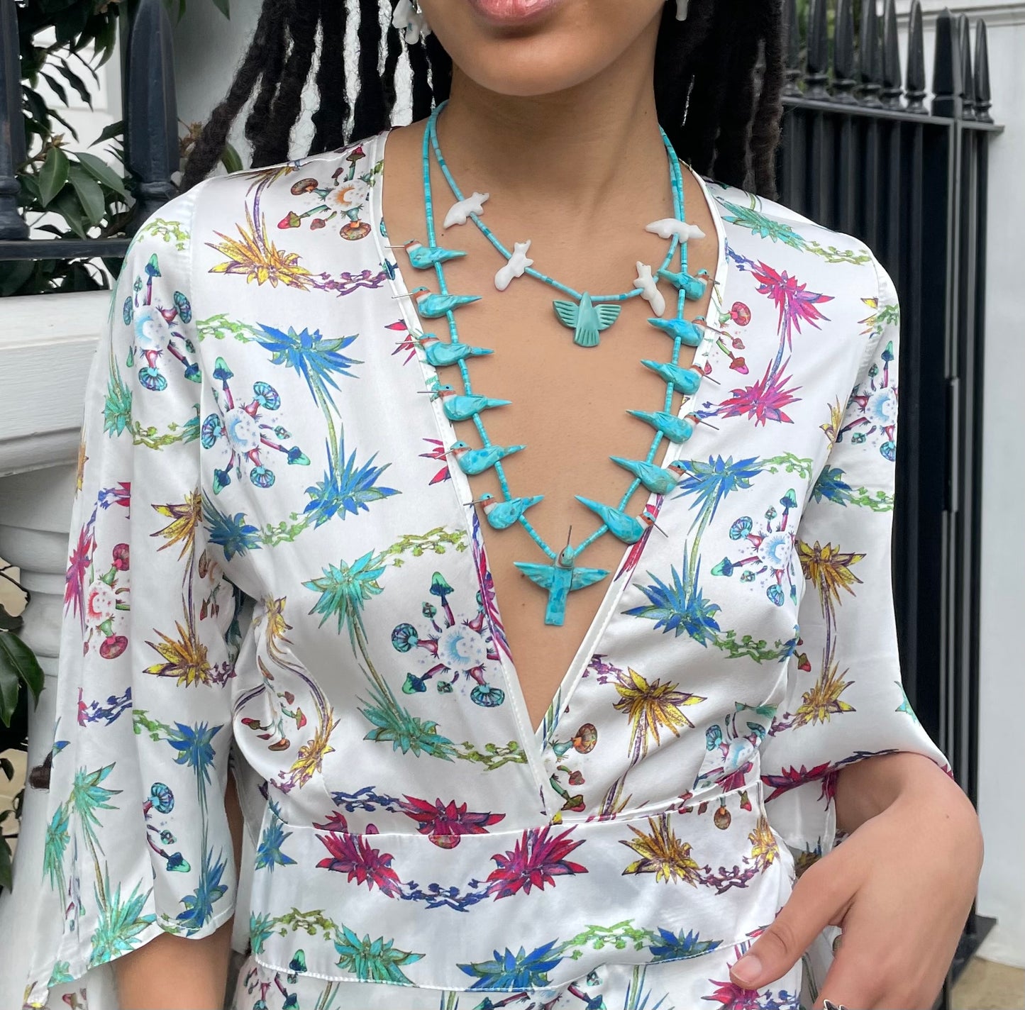 Hummingbird turquoise power animal necklace