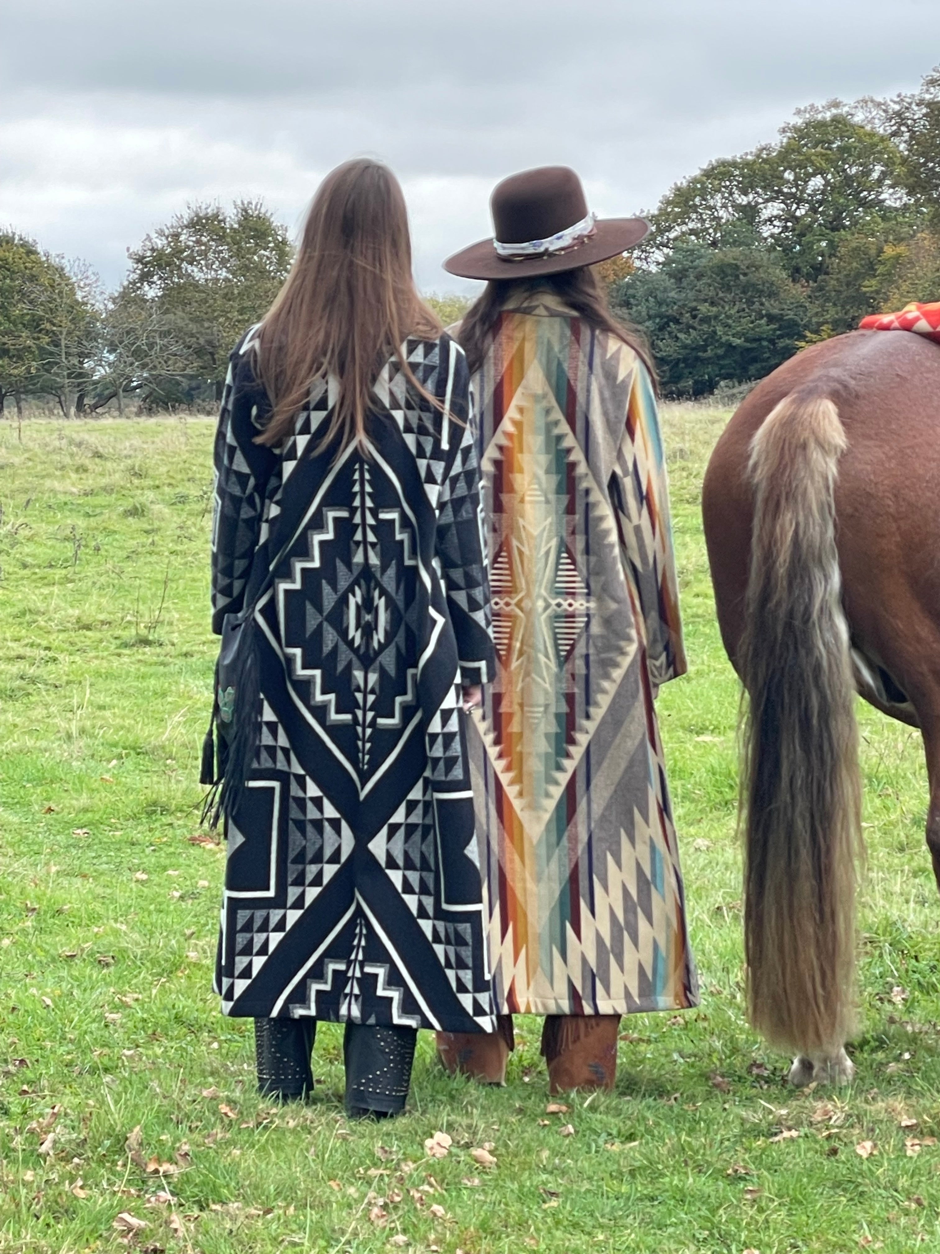 Long black & white coat