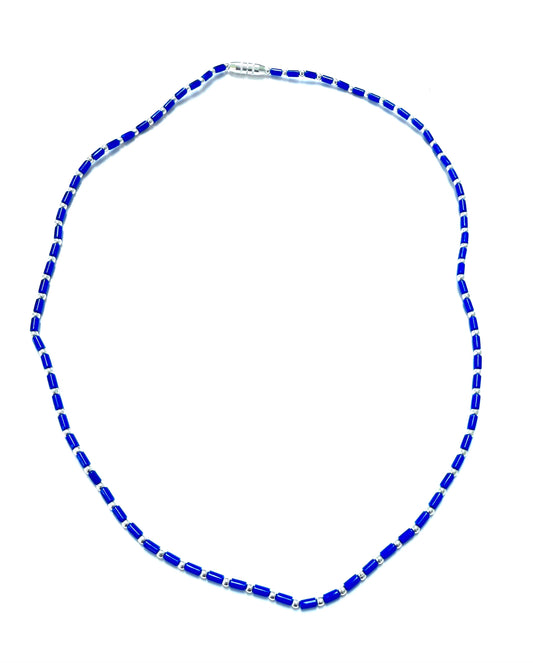 Lapis micro sterling silver necklace