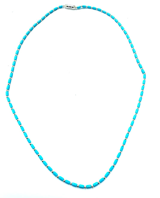 Micro turquoise & silver necklace