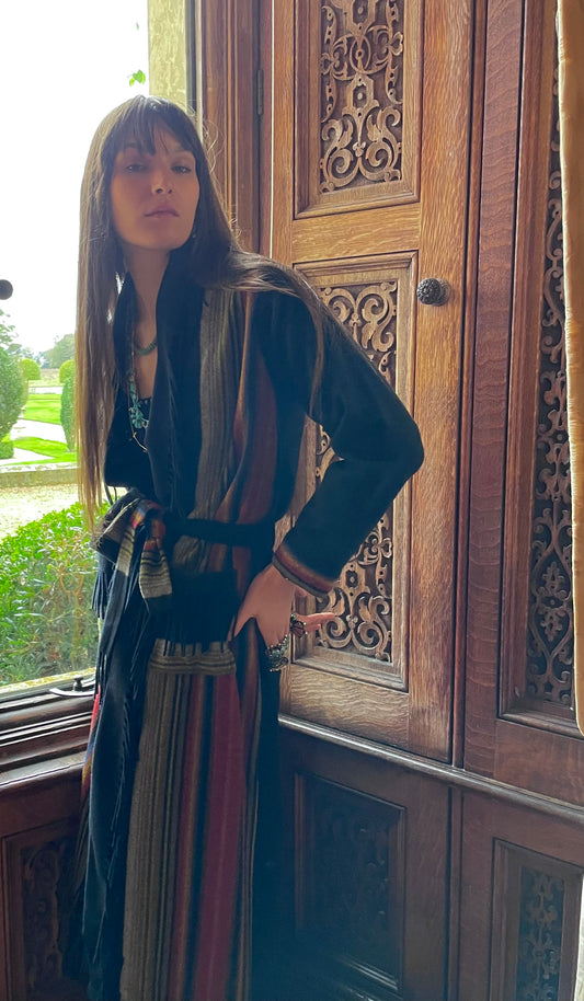 Long fine wool blanket wrap cardigan / coat