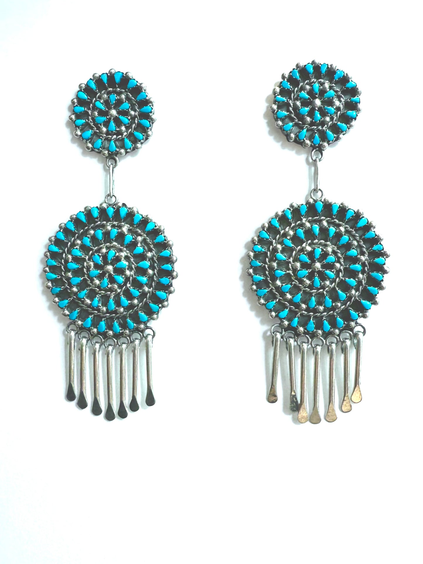 Zuni needlepoint long earrings