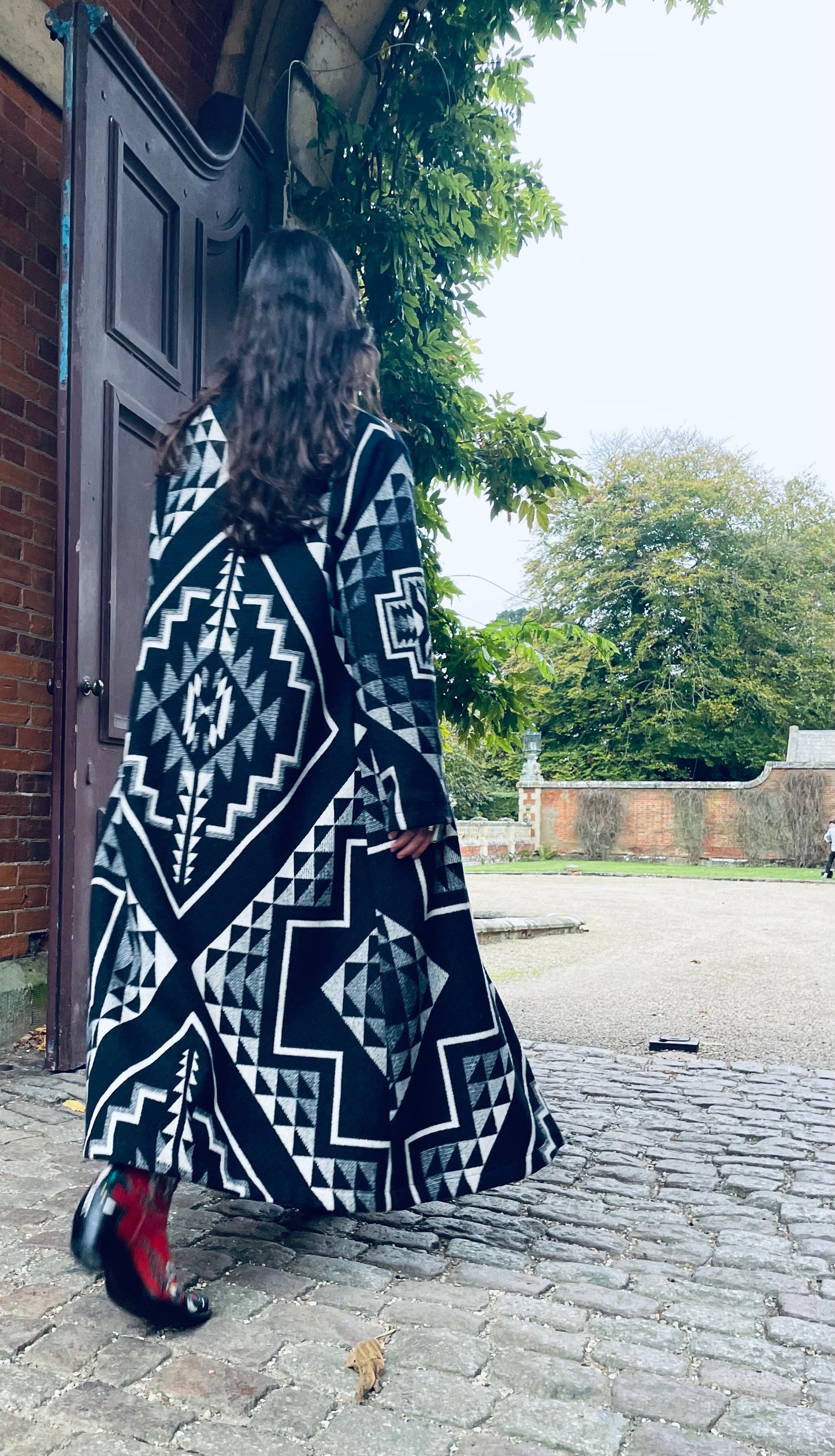 Long black & white coat