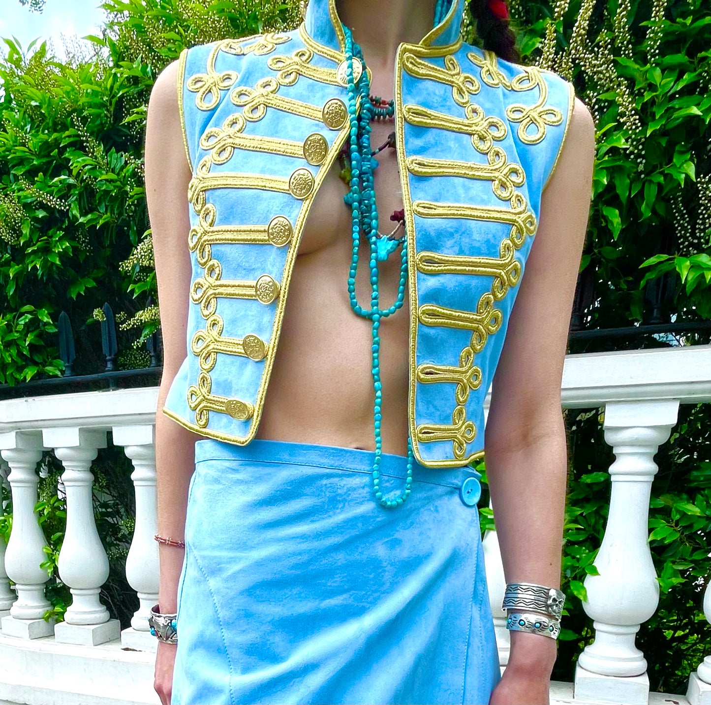 Jessie Gilet suede military waistcoat