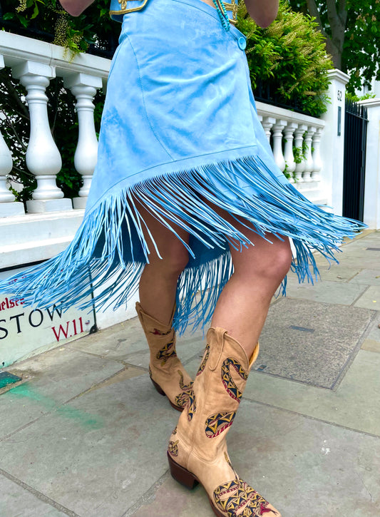 Jessie Western skirt brand Suede light blue skirt pre order