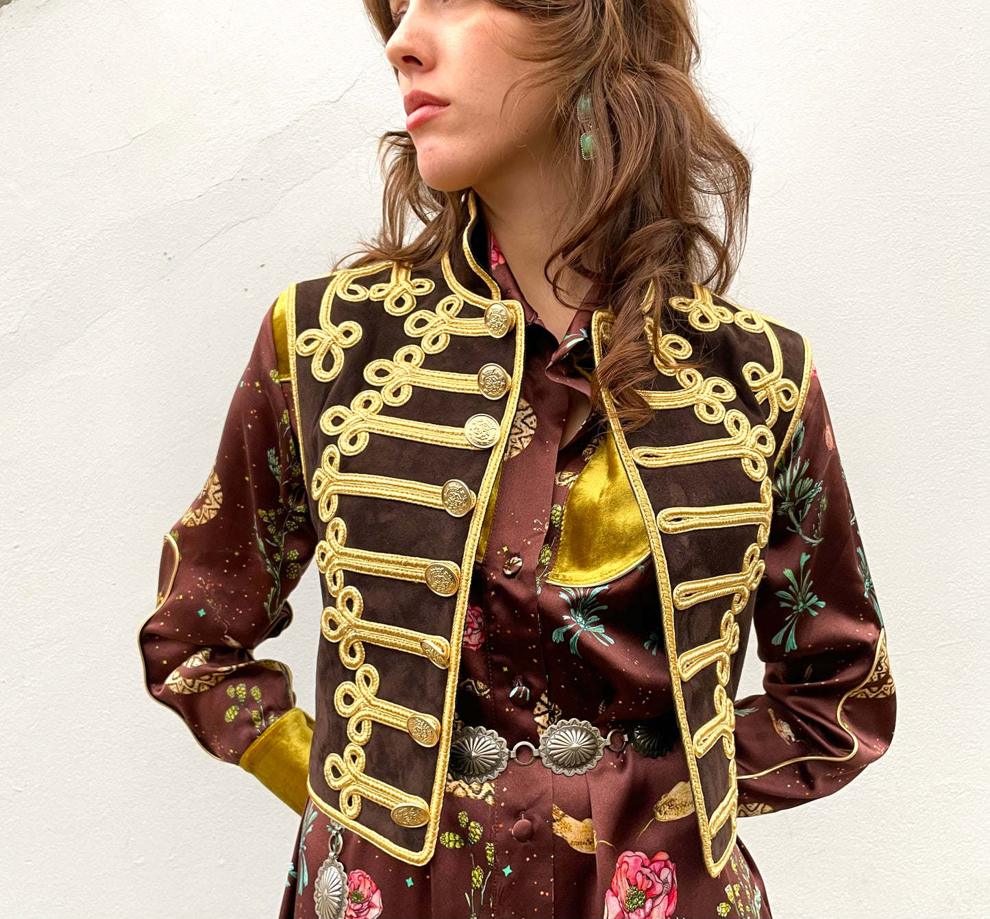 Jessie Gilet suede military waistcoat