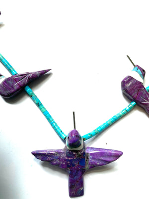 Sugalite stone hummingbird necklace