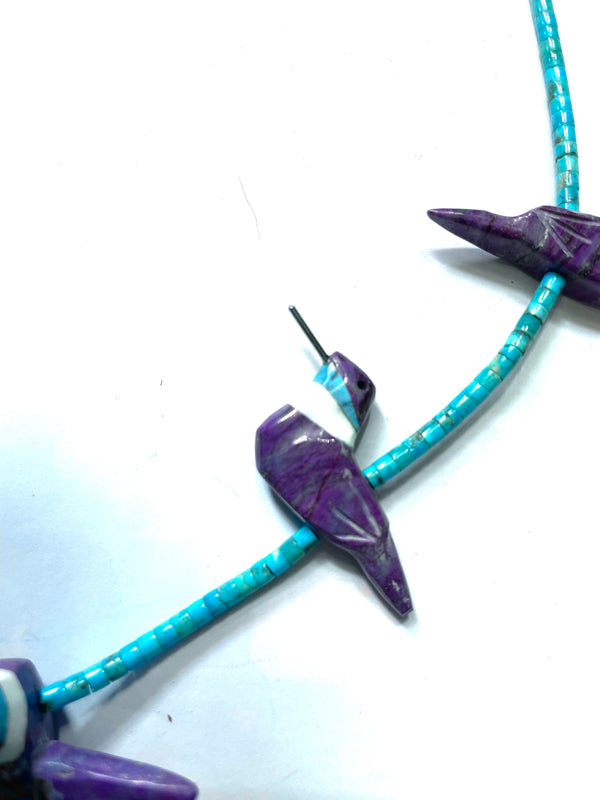 Sugalite stone hummingbird necklace