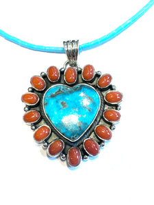 Heart turquoise pendent and necklace 18 inch