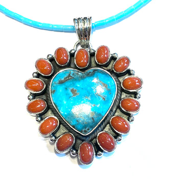 Heart turquoise pendent and necklace 18 inch