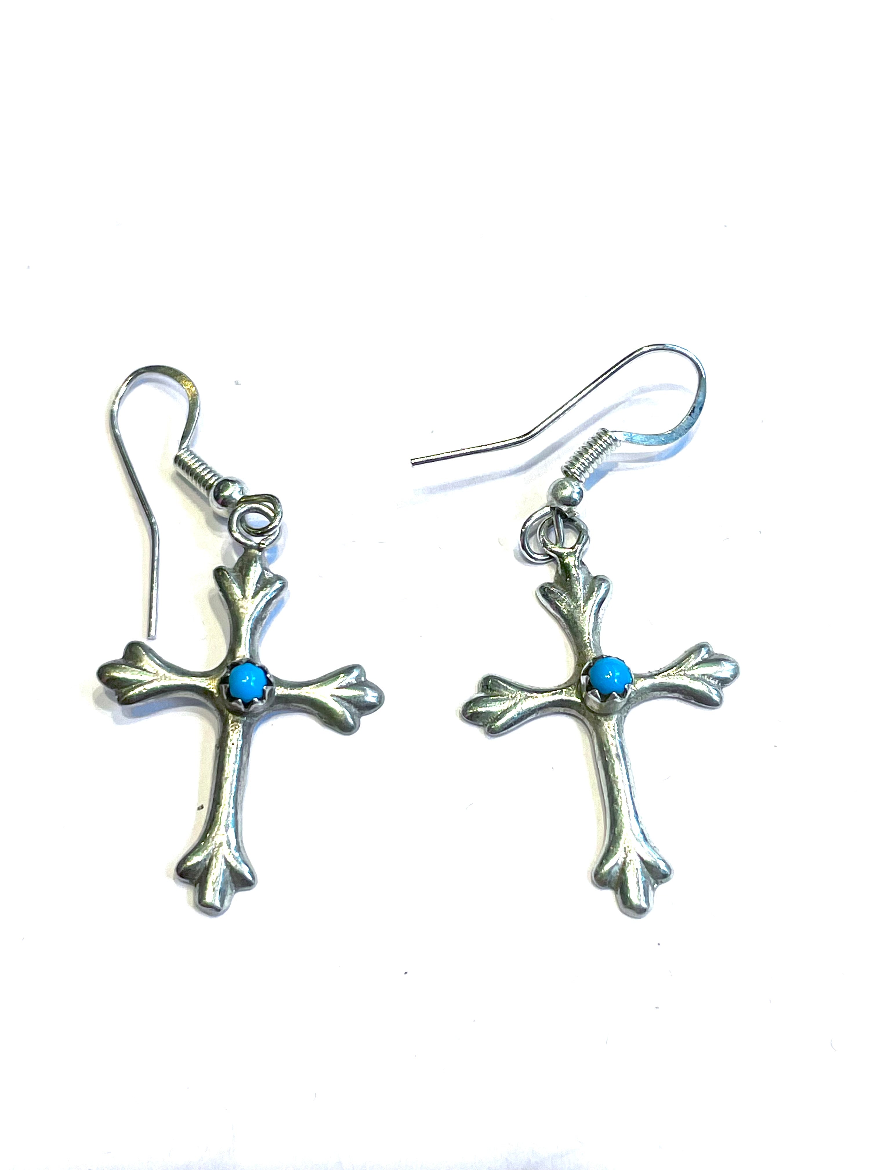 Sterling silver cross earrings Zuni