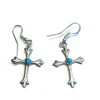 Sterling silver cross earrings Zuni