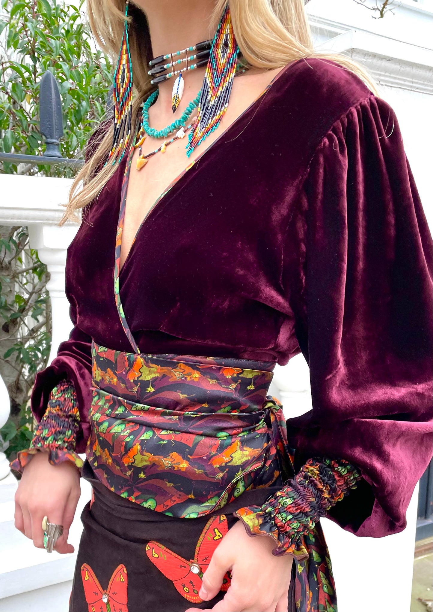 Silk velvet wrap top