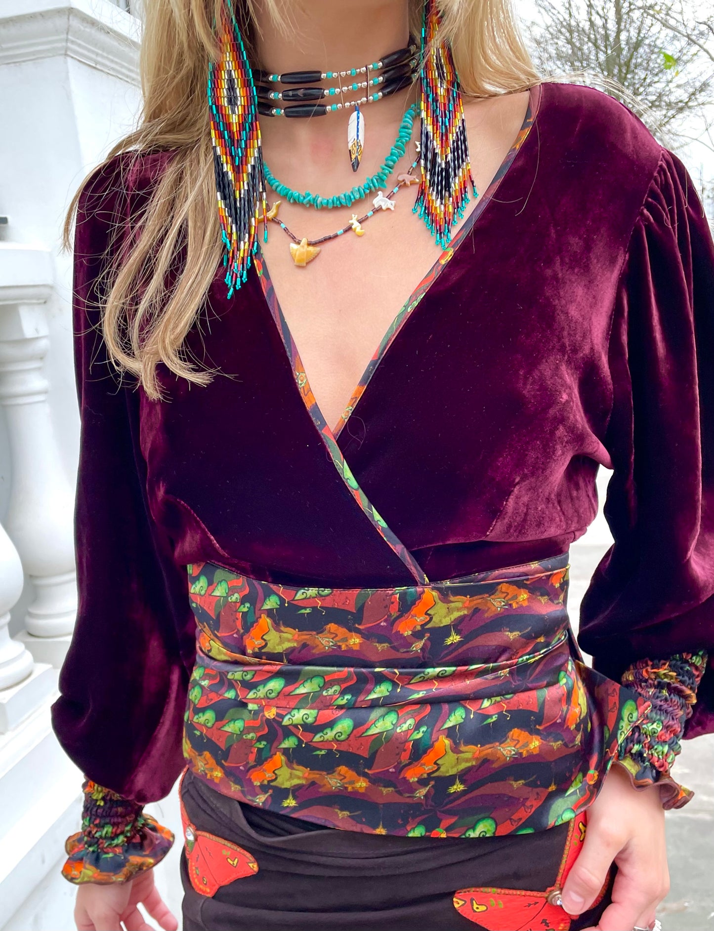 Silk velvet wrap top