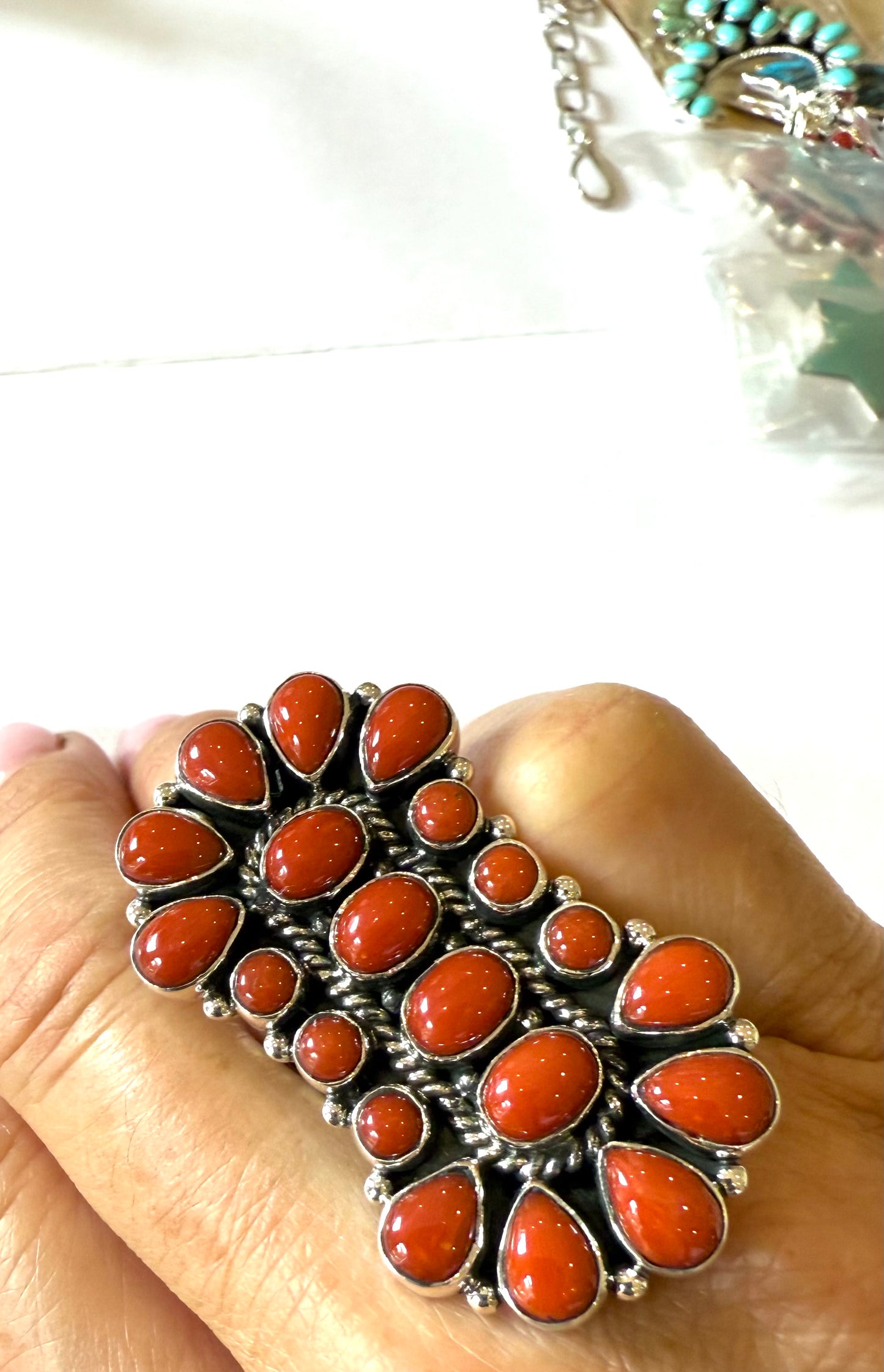 Beautiful cluster Navajo  Ring Adjustable