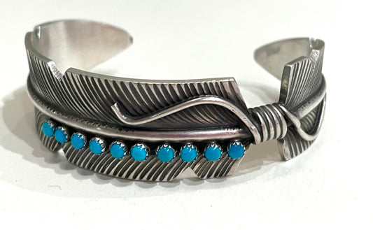 Feather bracelet Heavy gauge silver