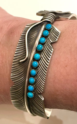 Feather bracelet Heavy gauge silver