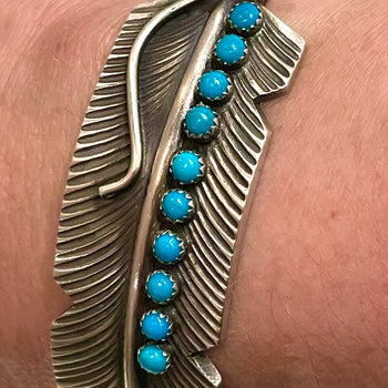 Feather bracelet Heavy gauge silver
