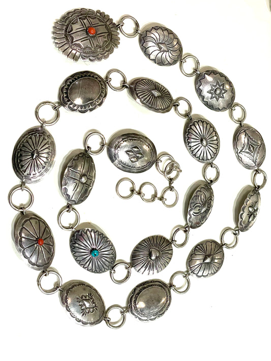 Navajo belt sterling silver concho belt