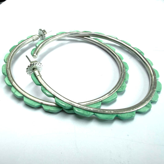 Stunning turquoise Hoop  earrings