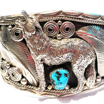 Navajo sterling silver wolf bracelet