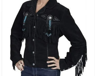 Suede fringed black jacket