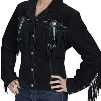 Suede fringed black jacket